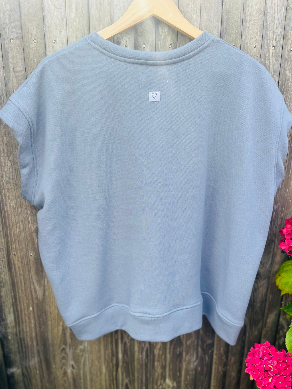 Sweat manches courtes oversize Love 🩷 coloris bleu gris