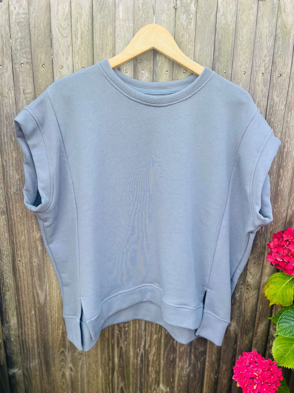 Sweat manches courtes oversize Love 🩷 coloris bleu gris