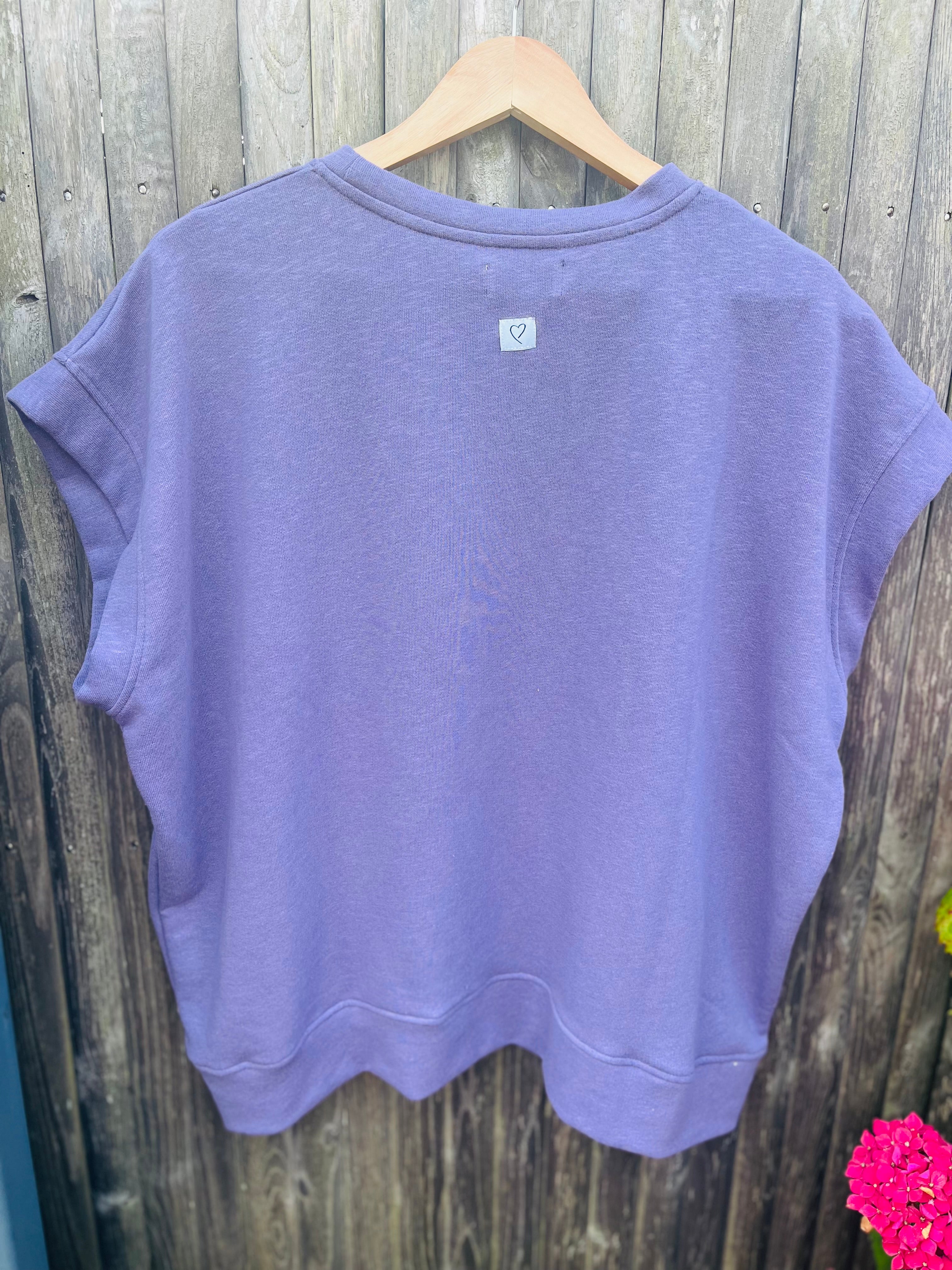 Sweat manches courtes oversize Love 🩷 coloris lilas